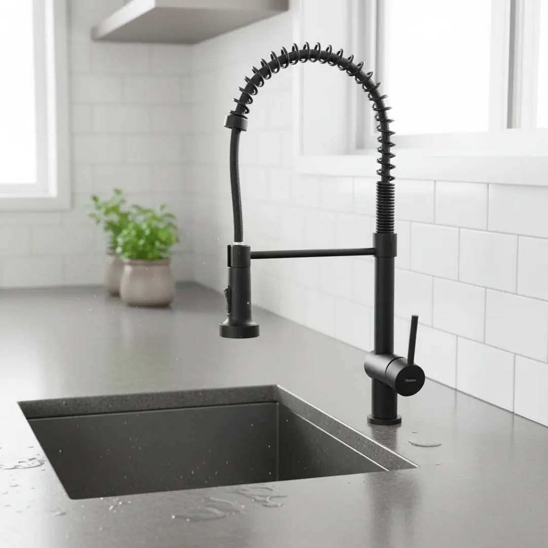 Griferia De Cocina Monocomando Peirano 20-140N Black Cuina Mesada Color Negro Acabado Mate Con Manguera Extensible Flexible Dos Funciones Lluvia Chorro Grifo Canilla Mezcladora Kitchen Gourmet MÁS VENDIDO 10º en Griferías Convencionales Peirano 4.8 Calificación 4.8 de 5. 508 opiniones. (508) - Imagen 2