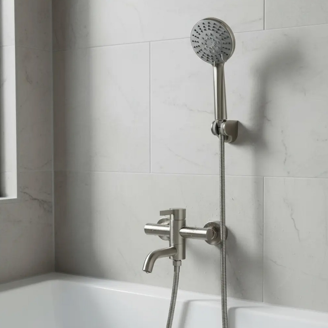 Ducha Exterior Baño Grifería Peirano Monocomando Steel 83-205 Con Duchador Extensible De Mano Con Transferencia Cierre Ceramico Bañera Acabado Acero Inoxidable Color Bano - Imagen 2