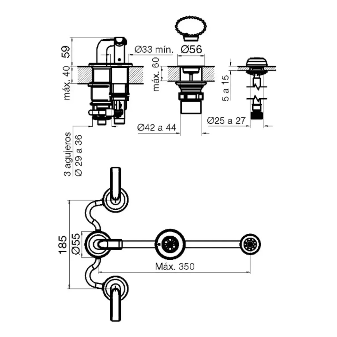 Grifería Bidet Fv Cipres 295/n2 Cromo Cromado - Imagen 2