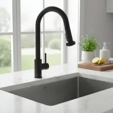 Griferia Monocomando Cocina Con Rociador Fv Huemul 412/n9-ng Negro Mate