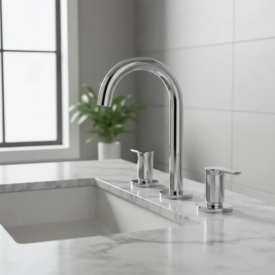 Grifería Para Baño Completo Bimando Piazza Lavatorio Cromado - 22301 - De mesa lavamanos Canilla Logos Cromo - Imagen 6