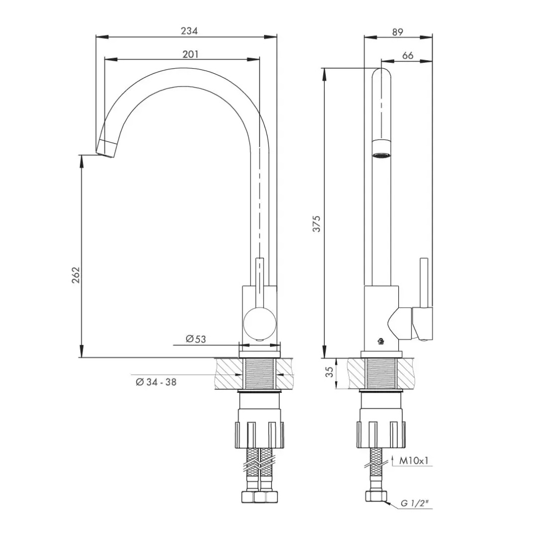 Griferia Monocomando Mesada Cocina Fv Inox One Acero Inox - Imagen 8