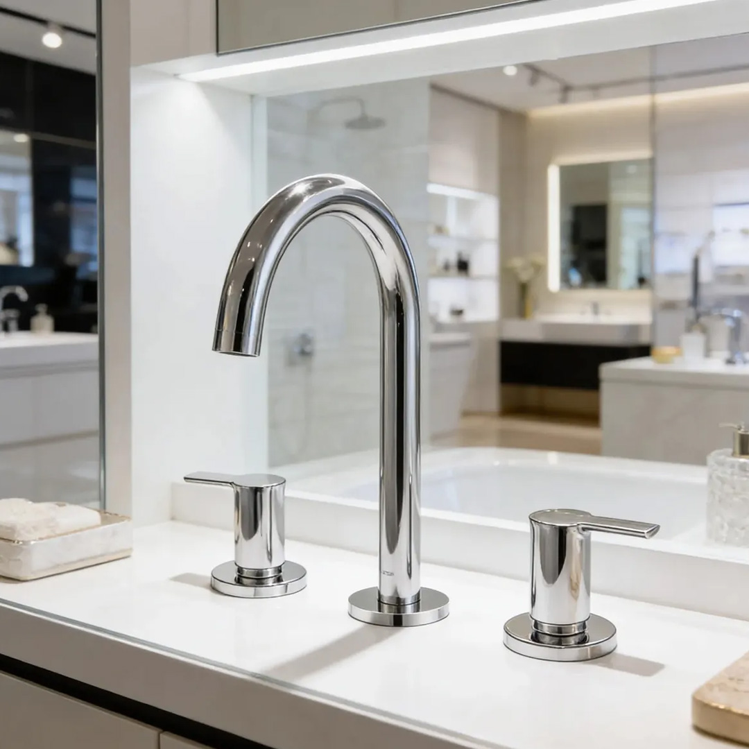 Grifería Para Baño Completo Bimando Piazza Lavatorio Cromado - 22301 - De mesa lavamanos Canilla Logos Cromo - Imagen 5