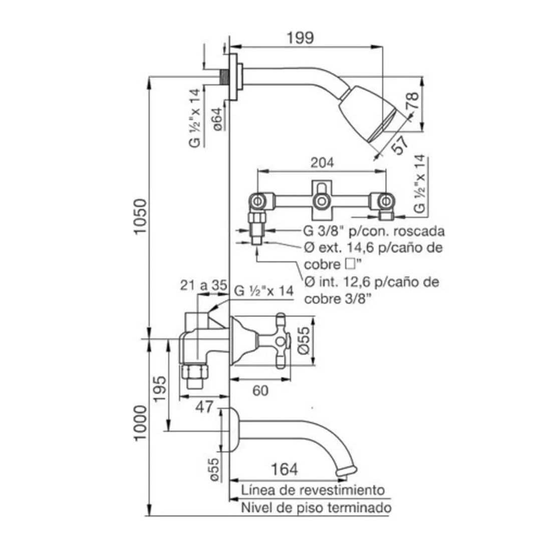 Combo Griferia Fv Newport Plus 0900.03/B2P Baño Completo Color Plateado - Imagen 3